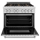 ZLINE 36 in. Professional Dual Fuel Range in Fingerprint Resistant Stainless Steel with Brass Burners and Reversible Griddle (RAS-SN-BR-GR-36) - MyBBQDirect