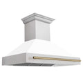 ZLINE 48 in. Autograph Edition Fingerprint Resistant Stainless Steel Range Hood with White Matte Shell and Accented Handle (8654SNZ-WM48) - MyBBQDirect