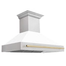 ZLINE 48 in. Autograph Edition Fingerprint Resistant Stainless Steel Range Hood with White Matte Shell and Accented Handle (8654SNZ-WM48) - MyBBQDirect