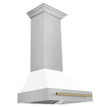 30 in. ZLINE Autograph Edition Fingerprint Resistant Stainless Steel Range Hood with White Matte Shell and Accented Handle (8654SNZ-WM30) - MyBBQDirect