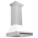 30 in. ZLINE Autograph Edition Fingerprint Resistant Stainless Steel Range Hood with White Matte Shell and Accented Handle (8654SNZ-WM30) - MyBBQDirect