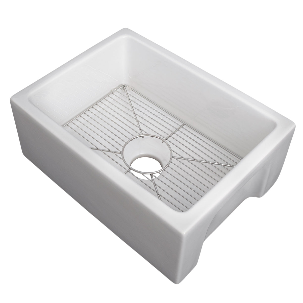 ZLINE 24 in. Venice Farmhouse Apron Front Reversible Single Bowl Fireclay Kitchen Sink with Bottom Grid (FRC5120) - MyBBQDirect