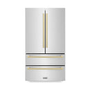 ZLINE 36 in. Autograph Edition 22.5 cu. ft 4-Door French Door Refrigerator with Ice Maker in Stainless Steel with Champagne Bronze Square Handles (RFMZ-36-FCB)