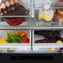 ZLINE 36 in. Autograph Edition 21.6 cu. ft 4-Door French Door Refrigerator with Water and Ice Dispenser in Stainless Steel with Champagne Bronze Square Handles (RFMZ-W-36-FCB)