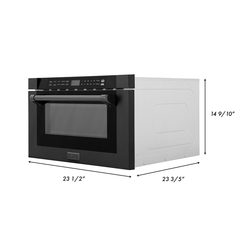 ZLINE 24" 1.2 cu. ft. Built-in Microwave Drawer with a Traditional Handle in Black Stainless Steel (MWD-1-BS-H)