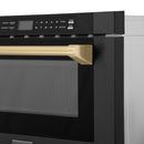 ZLINE Autograph Edition 24 in. 1.2 cu. ft. Built-in Microwave Drawer in Black Stainless Steel with Accents (MWDZ-1-BS-H) - MyBBQDirect