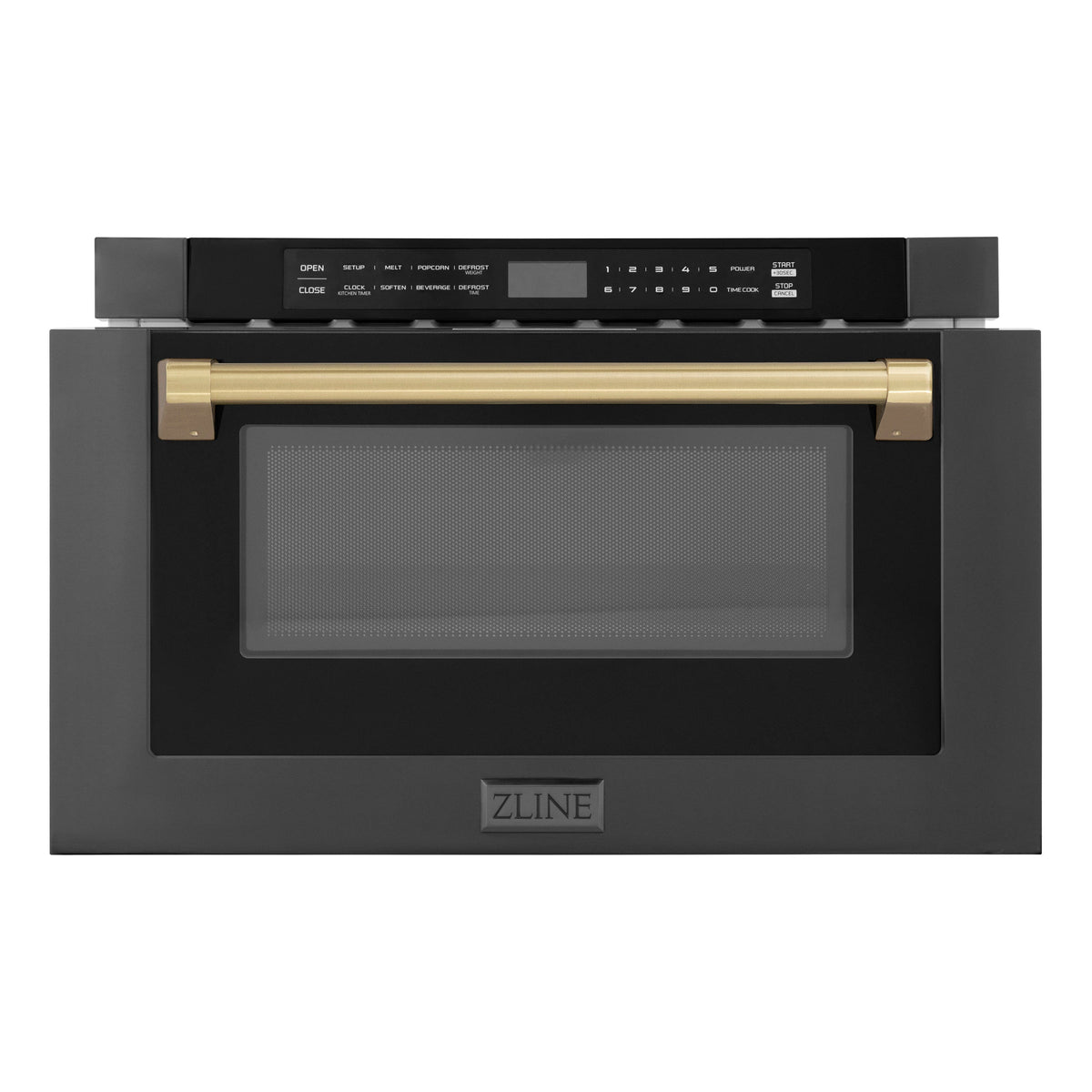 ZLINE Autograph Edition 24 in. 1.2 cu. ft. Built-in Microwave Drawer in Black Stainless Steel with Accents (MWDZ-1-BS-H) - MyBBQDirect