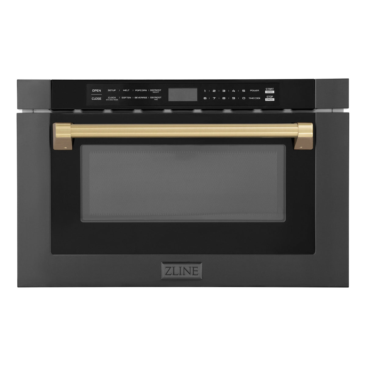 ZLINE Autograph Edition 24 in. 1.2 cu. ft. Built-in Microwave Drawer in Black Stainless Steel with Accents (MWDZ-1-BS-H) - MyBBQDirect