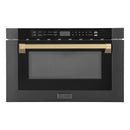 ZLINE Autograph Edition 24 in. 1.2 cu. ft. Built-in Microwave Drawer in Black Stainless Steel with Accents (MWDZ-1-BS-H) - MyBBQDirect