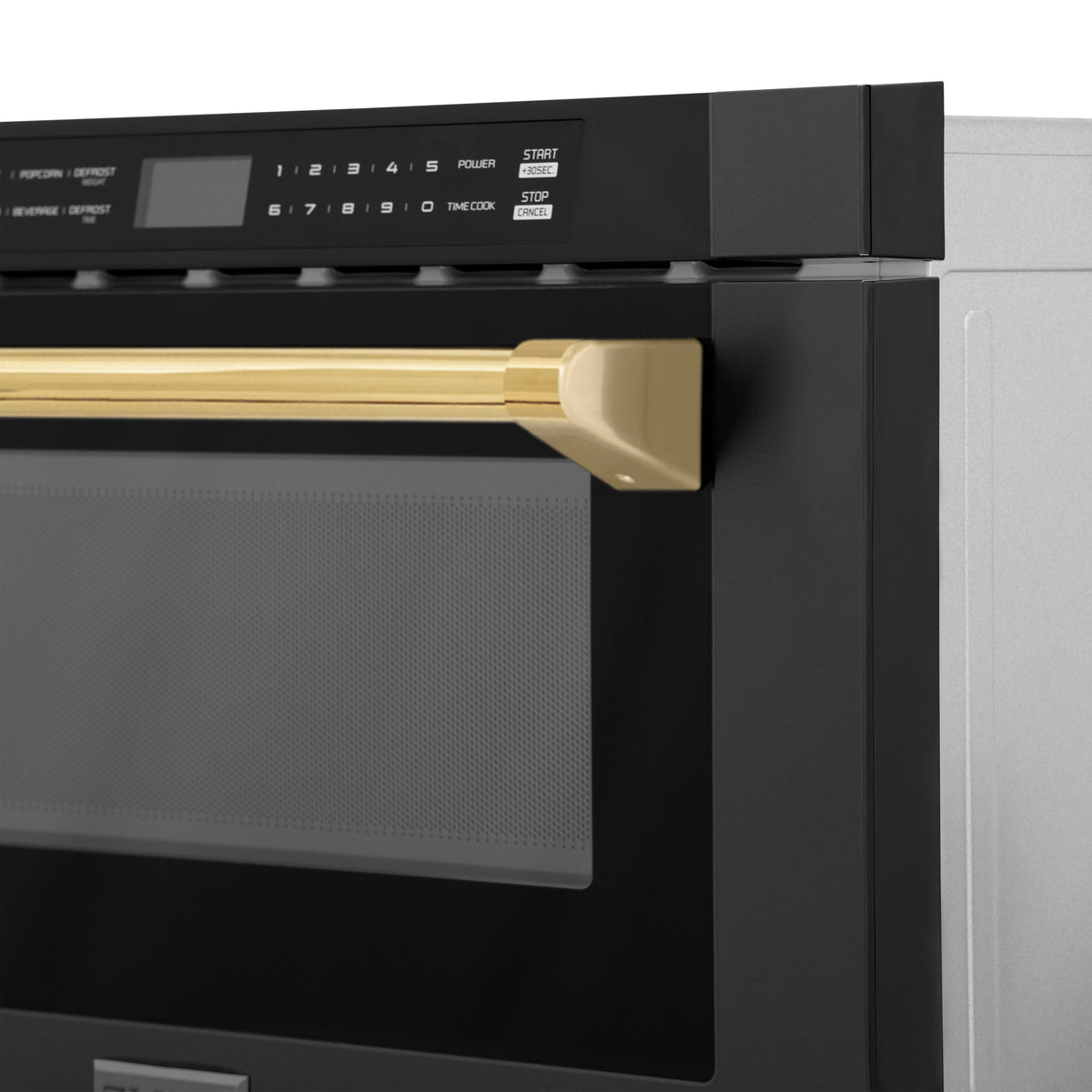 ZLINE Autograph Edition 24 in. 1.2 cu. ft. Built-in Microwave Drawer in Black Stainless Steel with Accents (MWDZ-1-BS-H) - MyBBQDirect