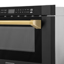 ZLINE Autograph Edition 24 in. 1.2 cu. ft. Built-in Microwave Drawer in Black Stainless Steel with Accents (MWDZ-1-BS-H) - MyBBQDirect