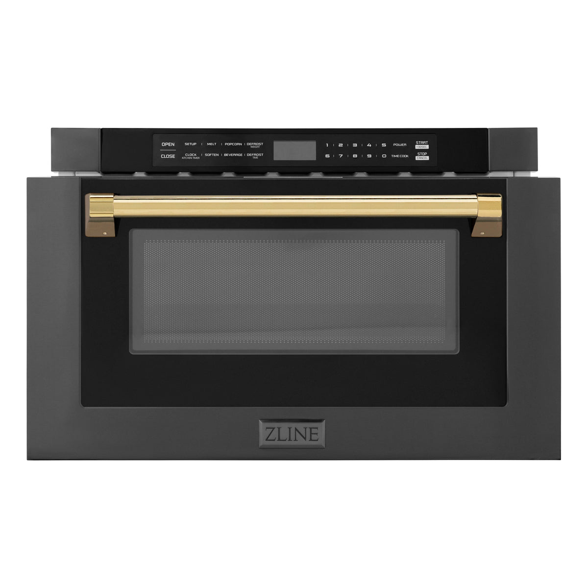 ZLINE Autograph Edition 24 in. 1.2 cu. ft. Built-in Microwave Drawer in Black Stainless Steel with Accents (MWDZ-1-BS-H) - MyBBQDirect