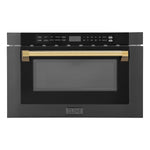 ZLINE Autograph Edition 24 in. 1.2 cu. ft. Built-in Microwave Drawer in Black Stainless Steel with Accents (MWDZ-1-BS-H) - MyBBQDirect