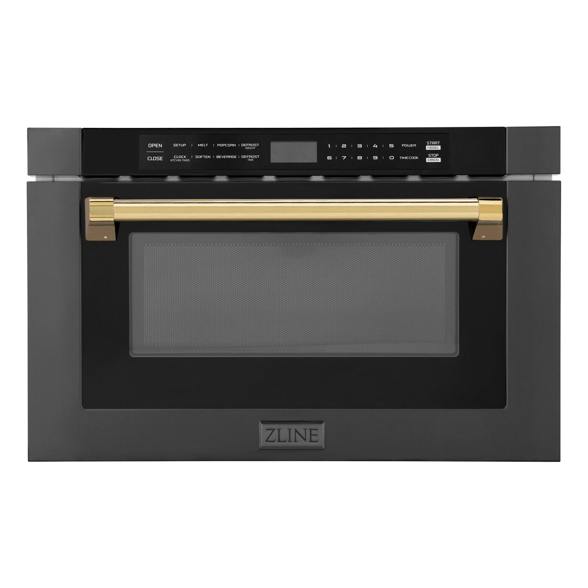 ZLINE Autograph Edition 24 in. 1.2 cu. ft. Built-in Microwave Drawer in Black Stainless Steel with Accents (MWDZ-1-BS-H) - MyBBQDirect