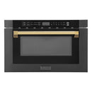 ZLINE Autograph Edition 24 in. 1.2 cu. ft. Built-in Microwave Drawer in Black Stainless Steel with Accents (MWDZ-1-BS-H) - MyBBQDirect