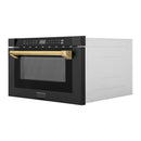 ZLINE Autograph Edition 24 in. 1.2 cu. ft. Built-in Microwave Drawer in Black Stainless Steel with Accents (MWDZ-1-BS-H) - MyBBQDirect
