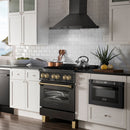 ZLINE Autograph Edition 30 in. 4.0 cu. ft. Dual Fuel Range with Gas Stove and Electric Oven in Black Stainless Steel with Accents (RABZ-30) - MyBBQDirect
