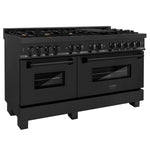 ZLINE 60 in. 7.4 cu. ft. Dual Fuel Range with Gas Stove and Electric Oven in Black Stainless Steel with Brass Burners (RAB-60) - MyBBQDirect