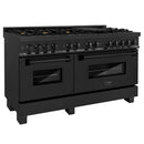 ZLINE 60 in. 7.4 cu. ft. Dual Fuel Range with Gas Stove and Electric Oven in Black Stainless Steel with Brass Burners (RAB-60) - MyBBQDirect