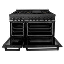ZLINE 48 in. Kitchen Package with Black Stainless Steel Dual Fuel Range and Convertible Vent Range Hood (2KP-RABRH48)