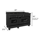 ZLINE 60 in. 7.4 cu. ft. Dual Fuel Range with Gas Stove and Electric Oven in Black Stainless Steel with Brass Burners (RAB-60) - MyBBQDirect