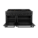 ZLINE 60 in. 7.4 cu. ft. Dual Fuel Range with Gas Stove and Electric Oven in Black Stainless Steel with Brass Burners (RAB-60) - MyBBQDirect
