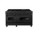 ZLINE 60 in. 7.4 cu. ft. Dual Fuel Range with Gas Stove and Electric Oven in Black Stainless Steel with Brass Burners (RAB-60) - MyBBQDirect