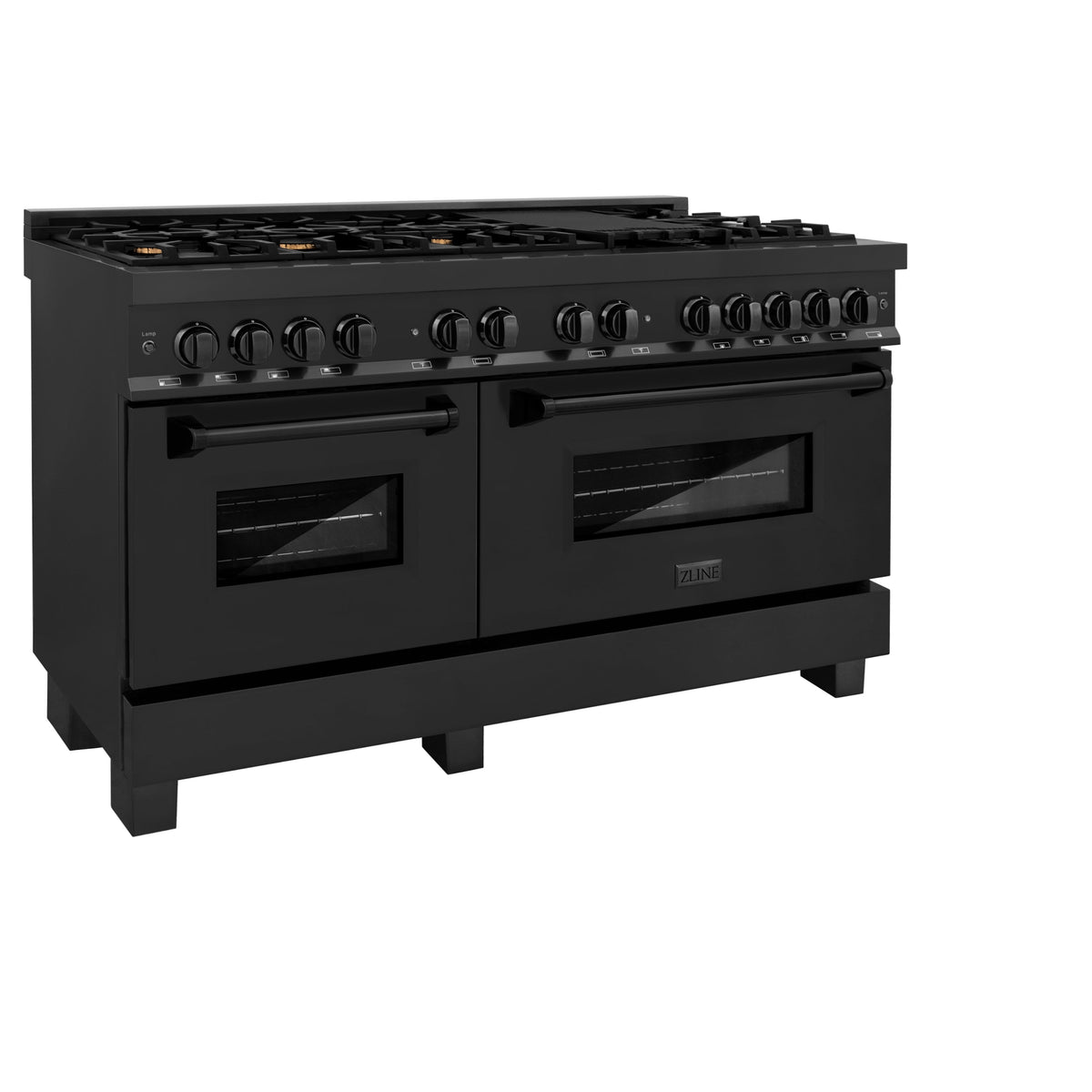 ZLINE 60 in. 7.4 cu. ft. Dual Fuel Range with Gas Stove and Electric Oven in Black Stainless Steel with Brass Burners (RAB-60) - MyBBQDirect