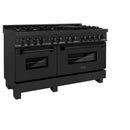 ZLINE 60 in. 7.4 cu. ft. Dual Fuel Range with Gas Stove and Electric Oven in Black Stainless Steel with Brass Burners (RAB-60) - MyBBQDirect