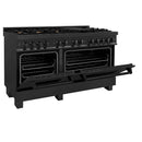 ZLINE 60 in. 7.4 cu. ft. Dual Fuel Range with Gas Stove and Electric Oven in Black Stainless Steel with Brass Burners (RAB-60) - MyBBQDirect