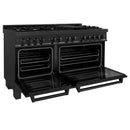 ZLINE 60 in. 7.4 cu. ft. Dual Fuel Range with Gas Stove and Electric Oven in Black Stainless Steel with Brass Burners (RAB-60) - MyBBQDirect