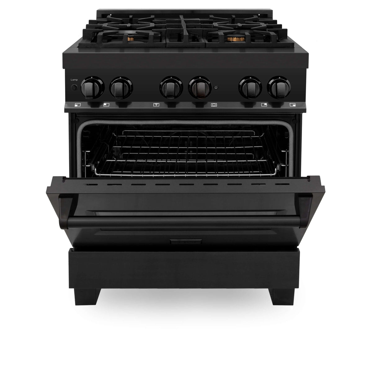 ZLINE 30 in. 4.0 cu. ft. Dual Fuel Range with Gas Stove and Electric Oven in Black Stainless Steel with Brass Burners (RAB-BR-30) - MyBBQDirect