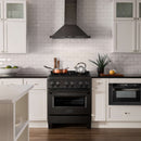 ZLINE 30 in. 4.0 cu. ft. Dual Fuel Range with Gas Stove and Electric Oven in Black Stainless Steel with Brass Burners (RAB-BR-30) - MyBBQDirect