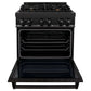 ZLINE 30 in. 4.0 cu. ft. Dual Fuel Range with Gas Stove and Electric Oven in Black Stainless Steel with Brass Burners (RAB-BR-30) - MyBBQDirect