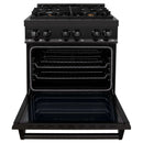 ZLINE 30 in. 4.0 cu. ft. Dual Fuel Range with Gas Stove and Electric Oven in Black Stainless Steel with Brass Burners (RAB-BR-30) - MyBBQDirect