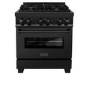 ZLINE 30 in. 4.0 cu. ft. Dual Fuel Range with Gas Stove and Electric Oven in Black Stainless Steel with Brass Burners (RAB-BR-30) - MyBBQDirect