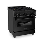 ZLINE 30 in. 4.0 cu. ft. Dual Fuel Range with Gas Stove and Electric Oven in Black Stainless Steel with Brass Burners (RAB-BR-30) - MyBBQDirect