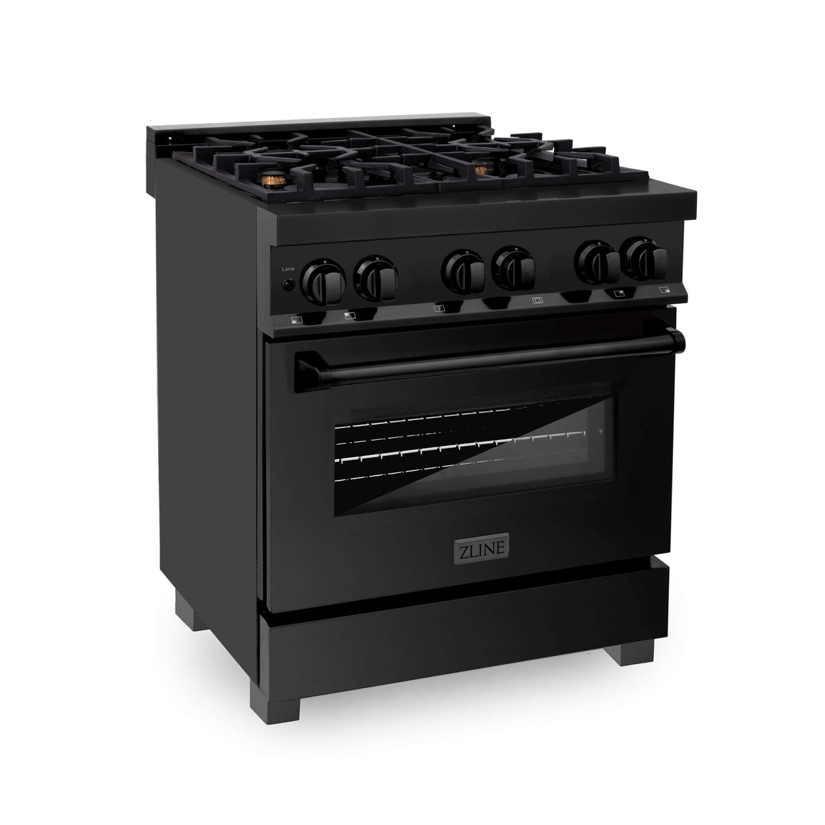 ZLINE 30 in. 4.0 cu. ft. Dual Fuel Range with Gas Stove and Electric Oven in Black Stainless Steel with Brass Burners (RAB-BR-30) - MyBBQDirect