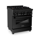 ZLINE 30 in. 4.0 cu. ft. Dual Fuel Range with Gas Stove and Electric Oven in Black Stainless Steel with Brass Burners (RAB-BR-30) - MyBBQDirect