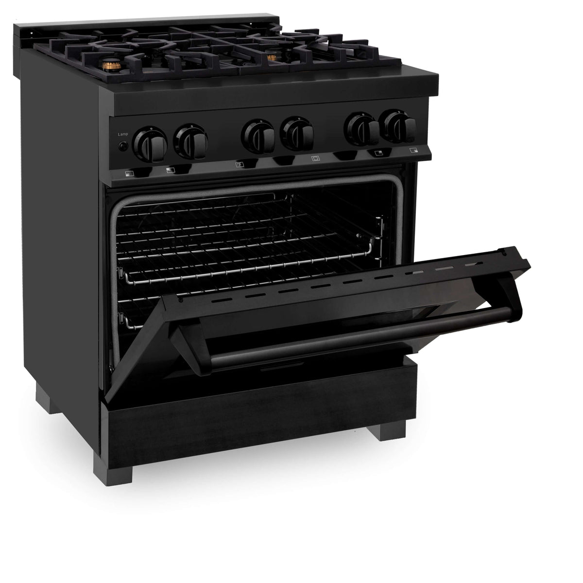 ZLINE 30 in. 4.0 cu. ft. Dual Fuel Range with Gas Stove and Electric Oven in Black Stainless Steel with Brass Burners (RAB-BR-30) - MyBBQDirect