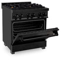 ZLINE 30 in. 4.0 cu. ft. Dual Fuel Range with Gas Stove and Electric Oven in Black Stainless Steel with Brass Burners (RAB-BR-30) - MyBBQDirect