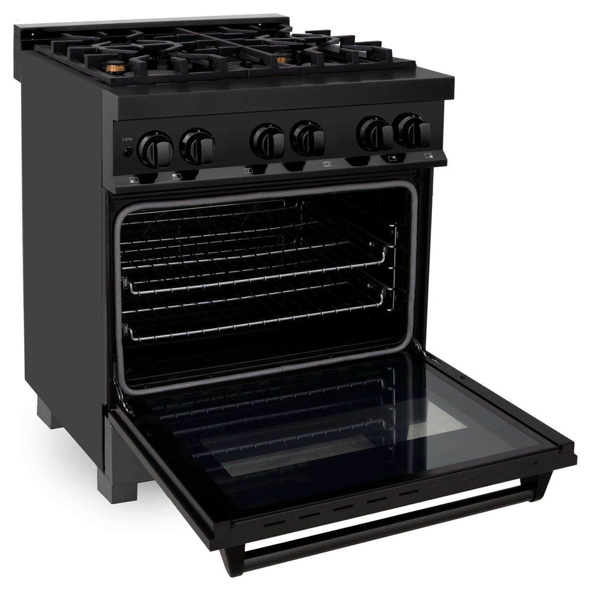 ZLINE 30 in. 4.0 cu. ft. Dual Fuel Range with Gas Stove and Electric Oven in Black Stainless Steel with Brass Burners (RAB-BR-30) - MyBBQDirect