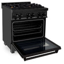 ZLINE 30 in. 4.0 cu. ft. Dual Fuel Range with Gas Stove and Electric Oven in Black Stainless Steel with Brass Burners (RAB-BR-30) - MyBBQDirect