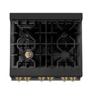 ZLINE Autograph Edition 30 in. 4.0 cu. ft. Dual Fuel Range with Gas Stove and Electric Oven in Black Stainless Steel with Accents (RABZ-30) - MyBBQDirect
