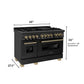 ZLINE 48 in. Autograph Edition Kitchen Package with Black Stainless Steel Dual Fuel Range and Range Hood with Champagne Bronze Accents (2AKP-RABRH48-CB) - MyBBQDirect