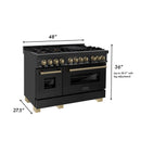 ZLINE 48 in. Autograph Edition Kitchen Package with Black Stainless Steel Dual Fuel Range and Range Hood with Champagne Bronze Accents (2AKP-RABRH48-CB) - MyBBQDirect