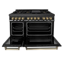 ZLINE 48 in. Autograph Edition Kitchen Package with Black Stainless Steel Dual Fuel Range and Range Hood with Champagne Bronze Accents (2AKP-RABRH48-CB) - MyBBQDirect