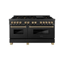 ZLINE Autograph Edition 60 in. 7.4 cu. ft. Dual Fuel Range with Gas Stove and Electric Oven in Black Stainless Steel with Accents (RABZ-60) - MyBBQDirect