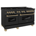ZLINE Autograph Edition 60 in. 7.4 cu. ft. Dual Fuel Range with Gas Stove and Electric Oven in Black Stainless Steel with Accents (RABZ-60) - MyBBQDirect