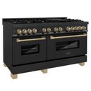 ZLINE Autograph Edition 60 in. 7.4 cu. ft. Dual Fuel Range with Gas Stove and Electric Oven in Black Stainless Steel with Accents (RABZ-60) - MyBBQDirect